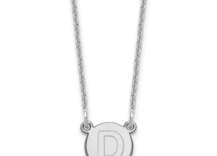 14K White Gold Tiny Circle Block Initial Necklace letter D