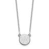 Sterling Silver Rhodium-plated Tiny Circle Block Letter W Initial Necklace