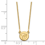 14K Yellow Gold Small Circle with Script Initial Necklace view