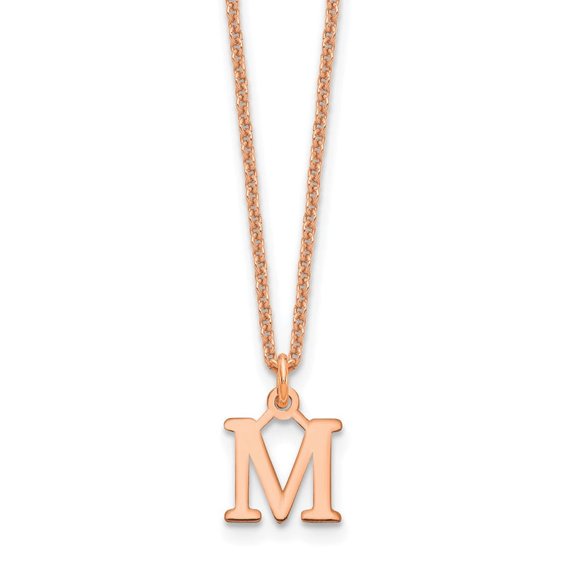 14K rose gold initial necklace