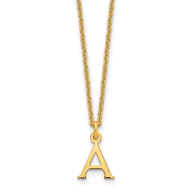 14K Yellow Gold Cutout Initial Necklace letter A