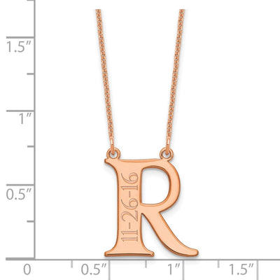 14K Rose Gold Initial and Date Necklace