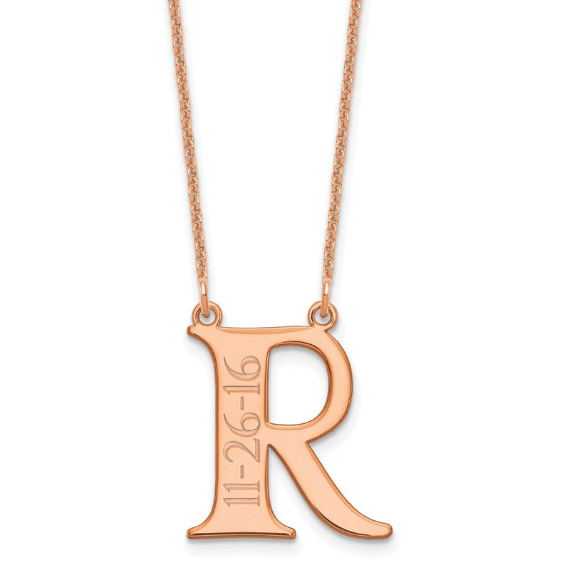 14K rose gold initial necklace
