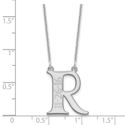 14K White Gold Initial and Date Necklace
