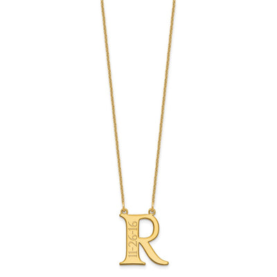 14K Yellow Gold Initial and Date Necklace