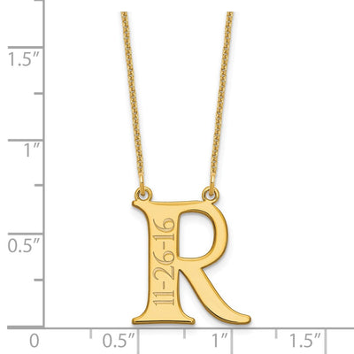 14K Yellow Gold Initial and Date Necklace