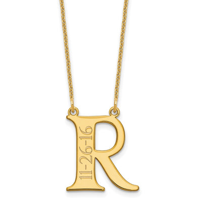 14K Yellow Gold Initial and Date Necklace