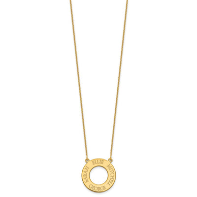 14K Yellow Gold Circle with 4 Name Necklace