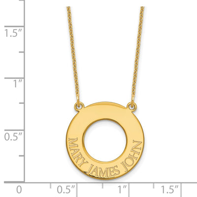 14K Yellow Gold Circle with 3 Name Necklace
