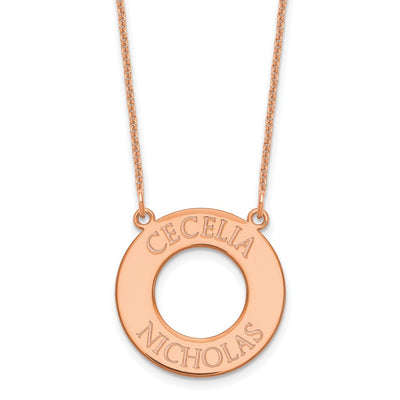 14K Rose Gold Circle with 2 Name Necklace