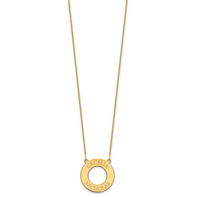 14K Yellow Gold Circle with 2 Name Necklace