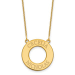 14K Yellow Gold Circle with 2 Name Necklace view