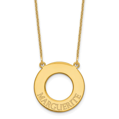 14K Yellow Gold Circle with 1 Name Necklace