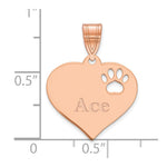 14K Rose Gold Heart with Name and Paw Print Cut-out Pendant, 16 x 17.5mm view