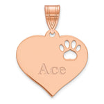 14K Rose Gold Heart with Name and Paw Print Cut-out Pendant, 16 x 17.5mm view