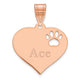 14K Rose Gold Heart with Name and Paw Print Cut-out Pendant, 16 x 17.5mm