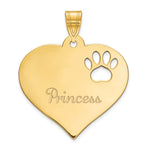 14K Yellow Gold Heart with Name and Paw Print Cut-out Pendant, 22.25 x 24.5mm view