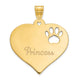 14K Yellow Gold Heart with Name and Paw Print Cut-out Pendant, 22.25 x 24.5mm