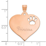 14K Rose Gold Heart with Name and Paw Print Cut-out Pendant, 22 x 24.5mm view