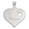 10k White Gold Heart with Name and Paw Print Cut-out Pendant