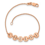 Sterling Silver/Rose-gold Epoxy Letter Disc Bracelet view 3