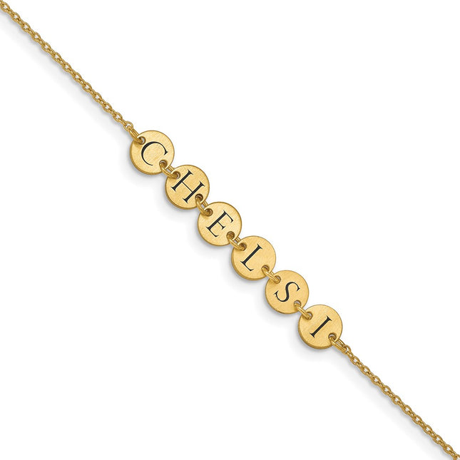 14K yellow gold letter bracelet, alternate view