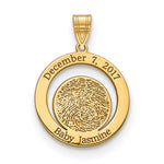 14K Yellow Gold Date and Fingerprint Pendant view