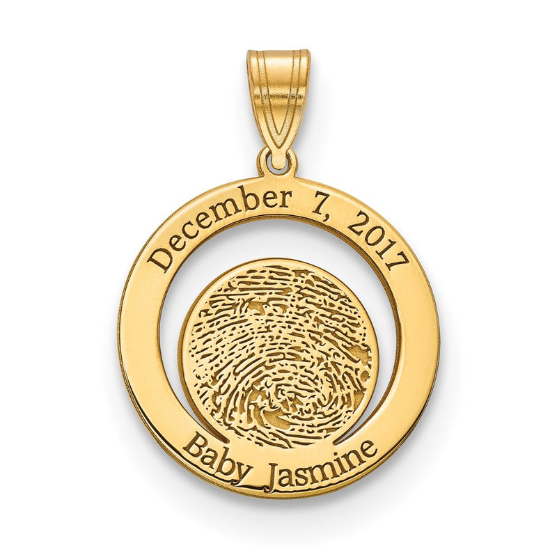 14K yellow gold fingerprint pendant
