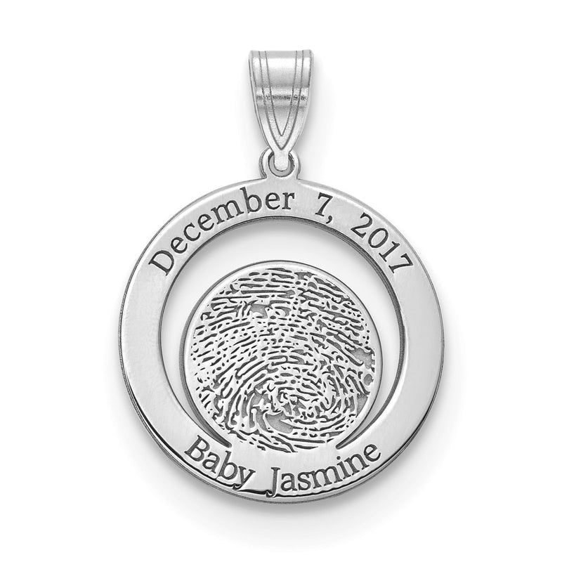 10K white gold fingerprint pendant