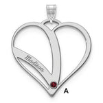10k White Gold Name w/Birthstone w/14k Bezel Cut Out Heart Pendant view 4