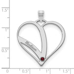 10k White Gold Name w/Birthstone w/14k Bezel Cut Out Heart Pendant view 5