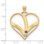 10K Yellow Gold 2-Name w/Birthstones w/14K Bezel Cut Out Heart Pendant view