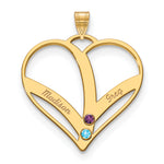 10K Yellow Gold 2-Name w/Birthstones w/14K Bezel Cut Out Heart Pendant view