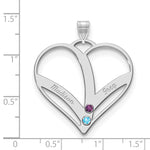 10K White Gold 2-Name w/Birthstones w/14K Bezel Cut Out Heart Pendant view