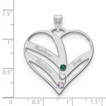 10K White Gold 3-Name w/Birthstones w/14K Bezel Cut Out Heart Pendant view