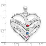 10K White Gold 4-Name w/Birthstones w/14K Bezel Cut Out Heart Pendant view