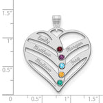 10K White Gold 5-Name w/Birthstones w/14K Bezel Cut Out Heart Pendant view
