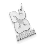 14K White Gold Stacked Number and Name Charm view
