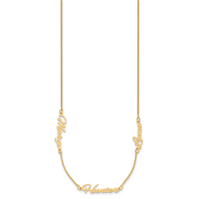 Sterling Silver/Gold-plated Brushed 3 Name Necklace