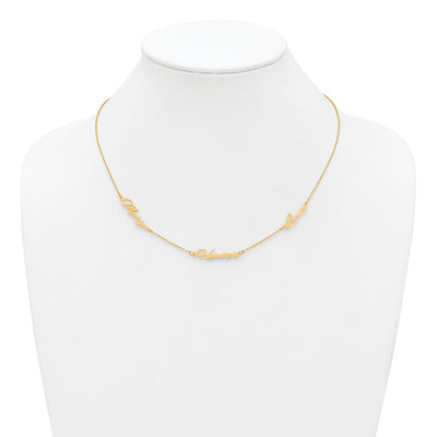 14K Yellow Gold Brushed 3 Name Necklace