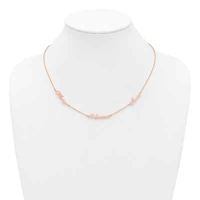 Sterling Silver/Rose-plated Brushed 3 Name Necklace