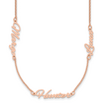 Sterling Silver/Rose-plated Brushed 3 Name Necklace view