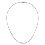 Sterling Silver/Rhodium-plated Brushed 3 Name Necklace view 7