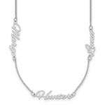 Sterling Silver/Rhodium-plated Brushed 3 Name Necklace view 2