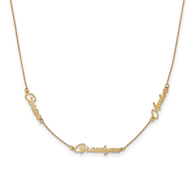 14K Yellow Gold Brushed 3 Name Necklace