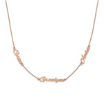 Sterling Silver/Rose-plated Brushed 3 Name Necklace view