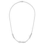 Sterling Silver/Rhodium-plated Brushed 3 Name Necklace view 4