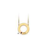 14K Yellow Gold 1 Name and Birthstone w/ 14K Bezel Cut Out Circle Necklace view