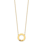 14K Yellow Gold 1 Name and Birthstone w/ 14K Bezel Cut Out Circle Necklace view