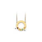 14K Yellow Gold 2 Name and Birthstone w/ 14K Bezel Cut Out Circle Necklace view